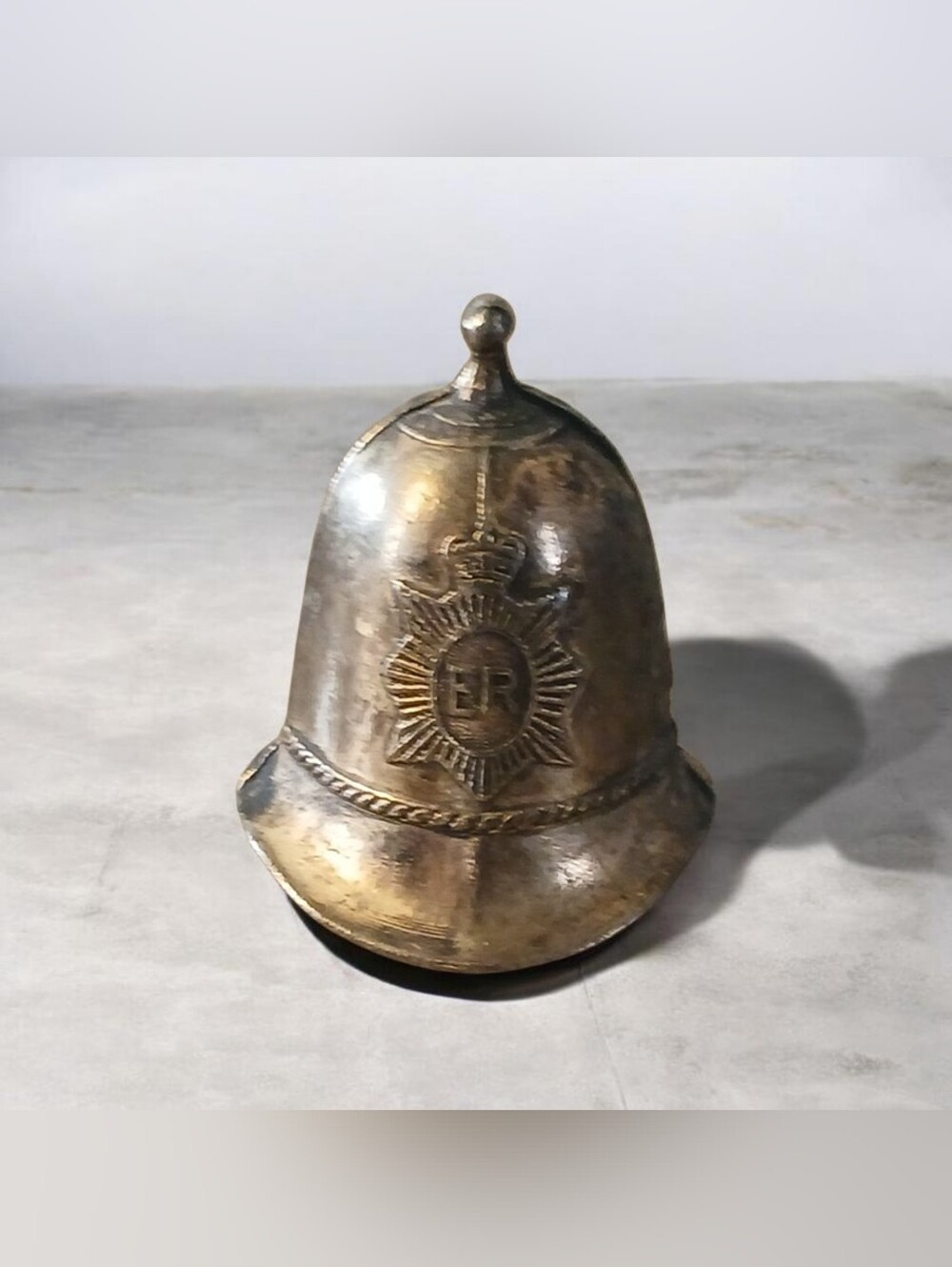Vintage 1950s Brass/Copper/Metal Mini Helmet Shaped Bell-British Hat